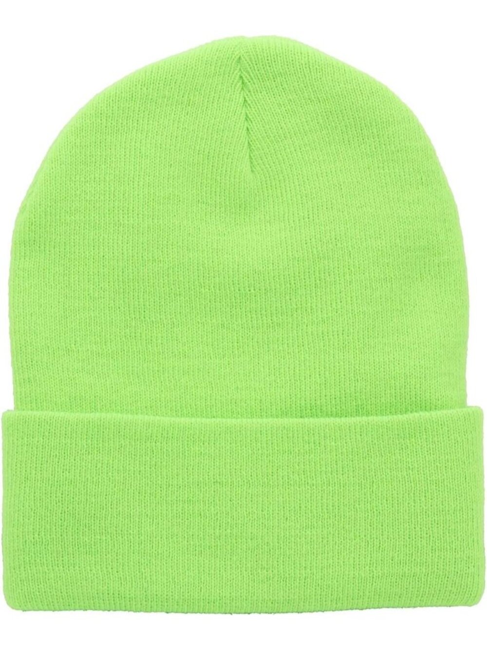 Unisex Lime Green Cuffed Plain Skull Knit Beanie Hat For Imported Winter Cap